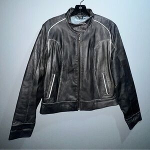 Elegant Gray Leather Jacket for Women
